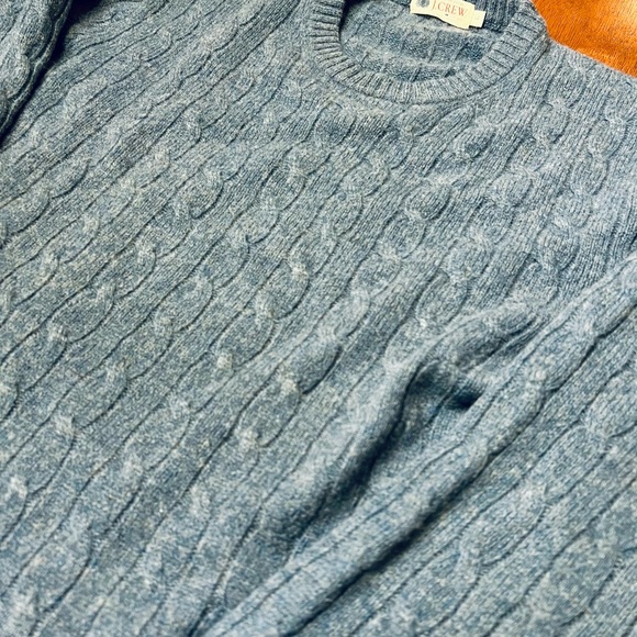 J. Crew Men's Heather Blue Cable Knit Crewneck Sweater - Picture 3 of 3